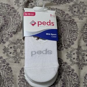 Peds White Mid Sport Liner Socks for Men